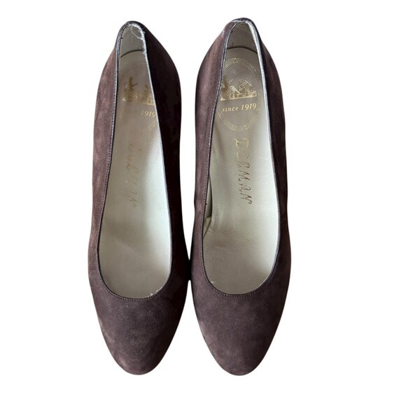 Delman brown 6 1/2M suede pumps 2.75" heel woman's shoes - Picture 4 of 11
